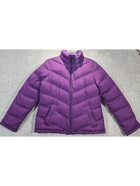 Lands' End Down Puffer Coat Jacket Purple High Neck Full Zip Gorpcore Women's S